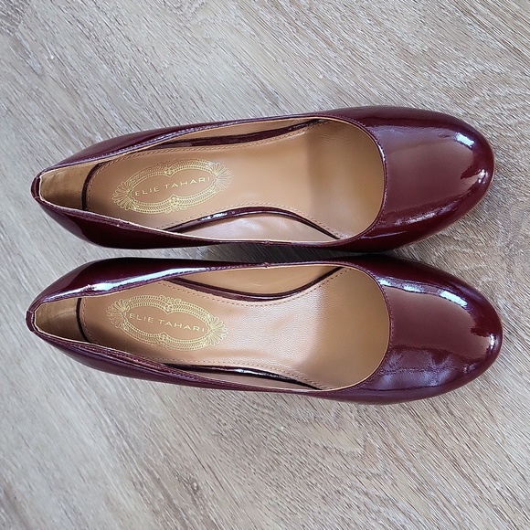 Elie Tahari Crimson Red Patent Wedge - 37 - Picture 4 of 8